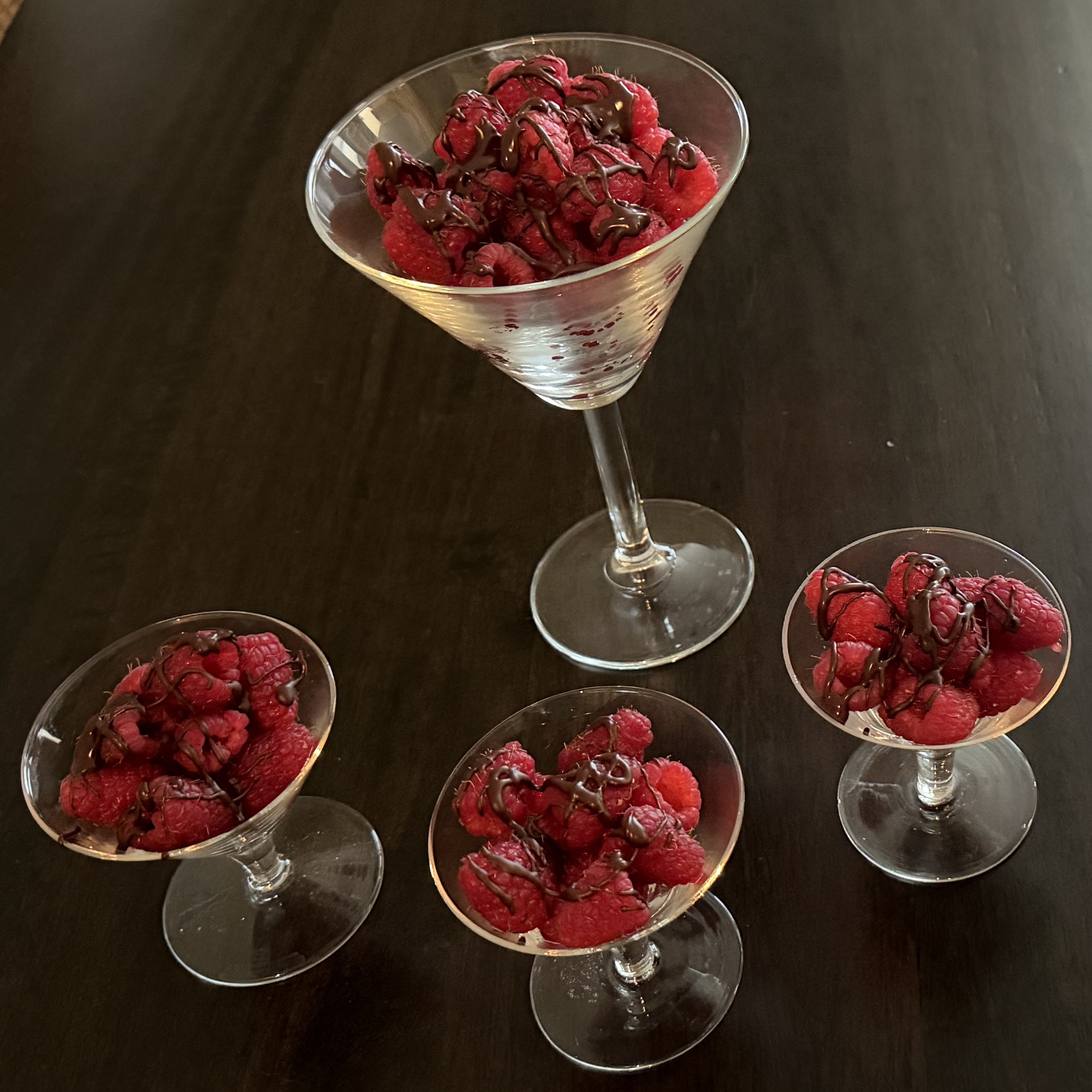 Raspberries with Chocolate Drizzle